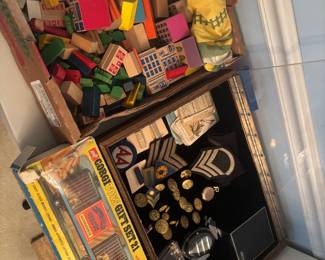 Vintage toys, Boy Scout items, veteran, gold filled pocket watch 