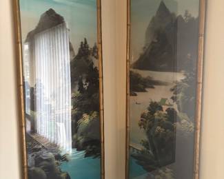Asian art silk screens 