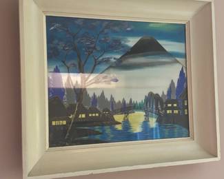 Framed vintage art silk screens 
