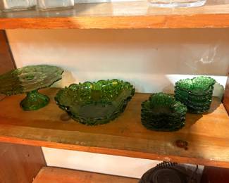 Lot of Cut Green Glass 