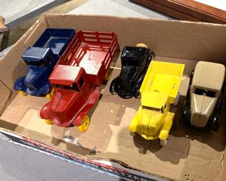 Lot of Five Pressed Steel Toy Cars