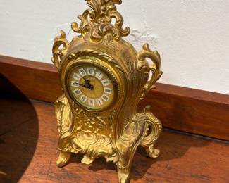 Gilt Rococo Style Brass Clock