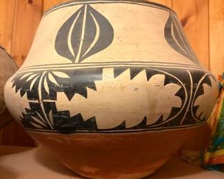 Unsigned enormous and significant old Santo Domingo storage jar- 15" x 16"