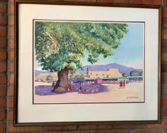 Rick Stevens watercolor scene of San Ildefonso