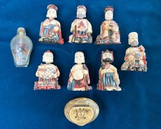 Vintage snuff bottles and box