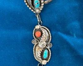 Boho chic sterling, turquoise and coral 'slave bracelet', ca 1960