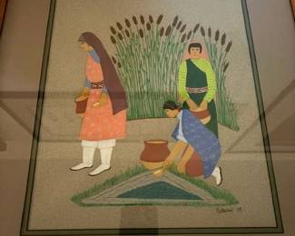Geronima Cruz Montoya/Potsunu (San Juan/Ohkay Owingeh 1915 - 2015) 1994 'At the Spring' #1 of a large collection of gouache on paper paintings