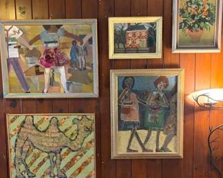Marge Larson (New Mexico 21st C) mixed media paintings