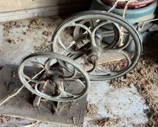 Antique cast iron pulley wheel, great architectural element