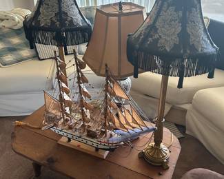 Lamps, Coffee Table, Ship Model