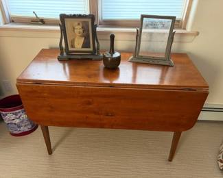 Antique drop leaf table and frames