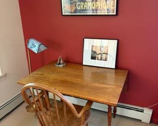 Antique drop leaf table, Windsor chair