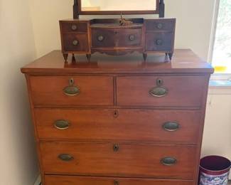 Antique dresser and dressing table mirror