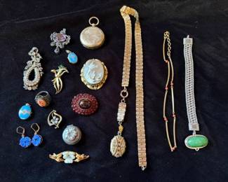Antique sterling and GF Victorian and other jewelry