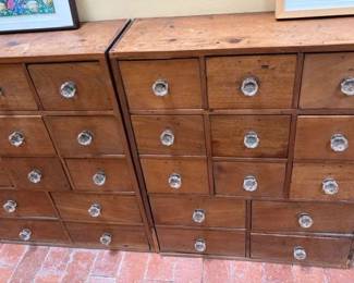 Early 20th C apothecary chests (2 available)