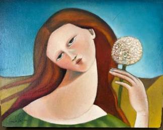 Armando Adrian-Lopez 'Mujer Recolectera' (Female Gatherer) oil on linen