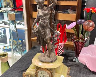 antique clock on onyx base