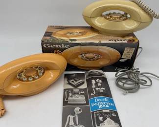 Two Vintage Deco-Tel Genie telephones