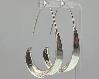 Hammered sterling silver cuff earrings