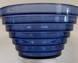 Italian cobalt blue glass stepped bowl