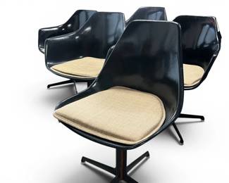 Set of 5 tulip style fiberglass chairs by Burke Inc.
