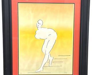 Peter Max (German, b.1937) framed pop art print "Nude Descending"