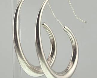 Sterling silver elongated biomorphic earrings