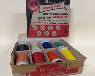 Rare set of unused Glamalite glasses set