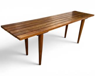 Mid-Century walnut modern slatted bench