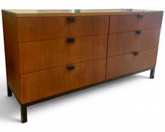 Milo Baughman walnut lowboy 6 drawer dresser