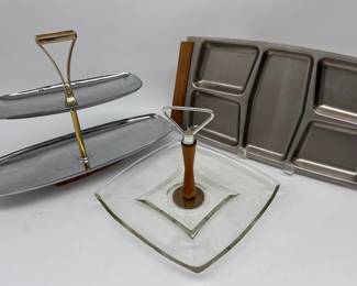 Trio of Mid-Century serving pieces