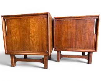 Pair of MCM walnut stands by Cavalier Furniture; sold 2x the money