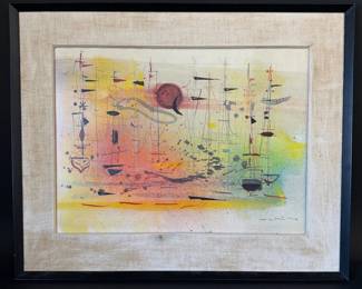 Framed abstract sailboat print