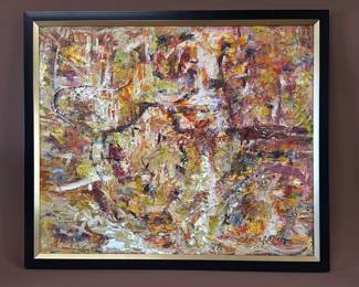 Dimensional mixed media abstract on canvas