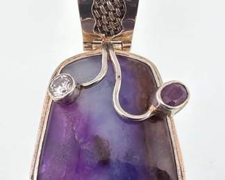 Unusual sterling and Sugalite signed pendant