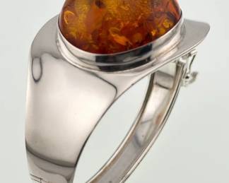 Bold and chunky sterling and amber bracelet