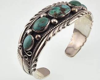 Native American sterling and turquoise cuff