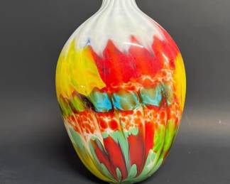 Colorful art glass vessel