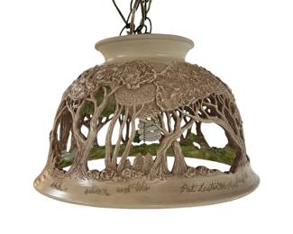 Signed Pat Lester (Lynchburg, VA), dated 1986 pottery ceiling pendant
