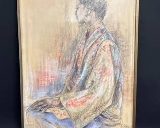 Mixed media portrait by Amore Wren (Richmond, VA b. 1953)