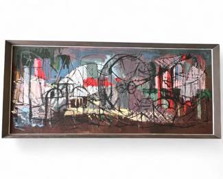 Mixed media abstract entitled "Fun" by Renee Nadeau, 1958 (Minneapolis, MN female)