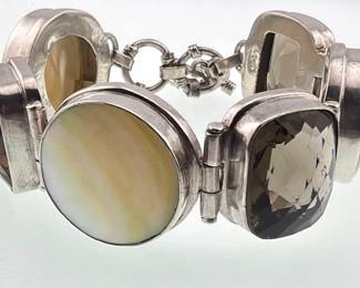 Chunky sterling and mixed stone bracelet