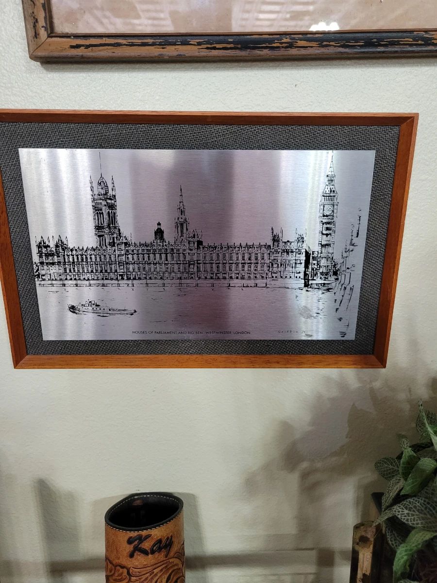 Framed picture on metal