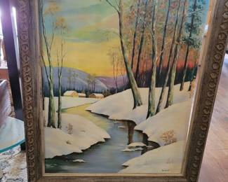 Winter scene painting