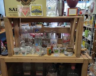 Beer mugs, shot glasses