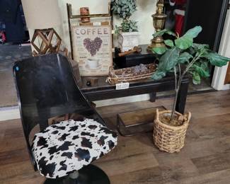 Vintage acrylic cowprint chair