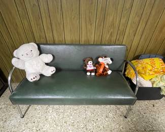 Vintage Chrome and Vinyl Bench,