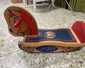 Vintage Spotty wooden rocking horse