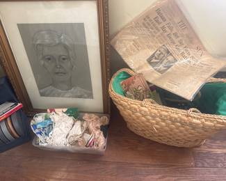 vintage raffia purse, lace and more 