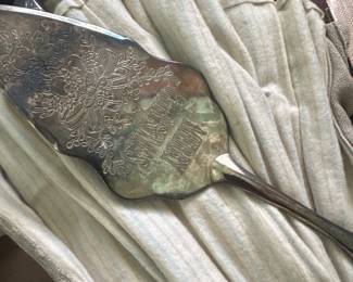vintage silverplate cake server and flatware 